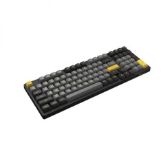 TECLADO MEC ASA PBT DOUBLE SHOT SWITCH JELLY WHITE LINEAR 1800 COMPACT MODELO 3098B BLACK & GOLD