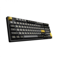 TECLADO MEC ASA PBT DOUBLE SHOT SWITCH JELLY WHITE LINEAR 1800 COMPACT MODELO 3098B BLACK & GOLD