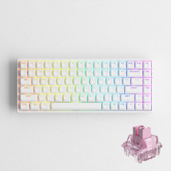 TECLADO MEC ASA PBT DOUBLE-SHOT SHINE-THROUGH SWITCH JELLY PINK LINEAR 75% MODELO 3084S WHITE