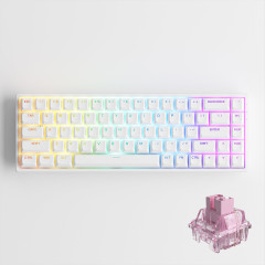 TECLADO MEC ASA PBT DOUBLE-SHOT SHINE-THROUGH SWITCH JELLY PINK LINEAR 65% MODELO 3068V2 RGB WHITE