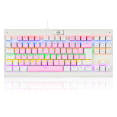 TECLADO MECANICO GAMER DARK AVENGER RAINBOW ROSA COM BRANCO SWITCH AZUL ABNT2
