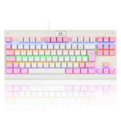 TECLADO MECANICO GAMER DARK AVENGER RAINBOW BRANCO COM ROSA SWITCH MARROM ABNT2