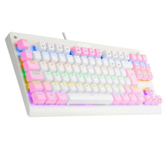 TECLADO MECANICO GAMER DARK AVENGER RAINBOW BRANCO COM ROSA SWITCH MARROM ABNT2