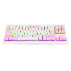 TECLADO MECANICO GAMER DARK AVENGER RAINBOW BRANCO COM ROSA SWITCH AZUL ABNT2