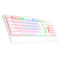 TECLADO MECANICO GAMER KALA RGB ROSA COM BRANCO SWITCH MARROM ABNT2