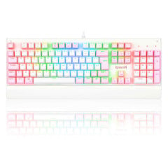 TECLADO MECANICO GAMER KALA RGB BRANCO COM ROSA SWITCH AZUL ABNT2