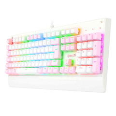 TECLADO MECANICO GAMER KALA RGB BRANCO COM ROSA SWITCH AZUL ABNT2