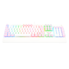 TECLADO MECANICO GAMER KALA RGB BRANCO COM ROSA SWITCH AZUL ABNT2