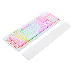 TECLADO MEMBRANA GAMER ABNT2 SHIVA RGB BRANCO COM ROSA