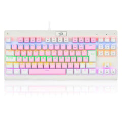 TECLADO MECANICO GAMER DARK AVENGER RAINBOW ROSA COM BRANCO SWITCH MARROM ABNT2