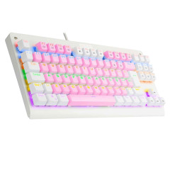 TECLADO MECANICO GAMER DARK AVENGER RAINBOW ROSA COM BRANCO SWITCH MARROM ABNT2