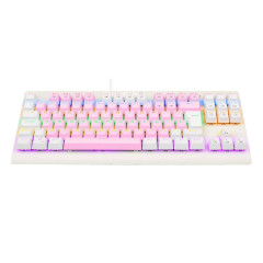 TECLADO MECANICO GAMER DARK AVENGER RAINBOW ROSA COM BRANCO SWITCH MARROM ABNT2