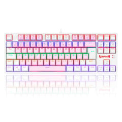 TECLADO GAMER REDRAGON DAKSA ROSA E BRANCO COM SWITCH MARROM