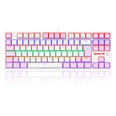 TECLADO GAMER REDRAGON DAKSA BRANCO E ROSA COM SWITCH AZUL