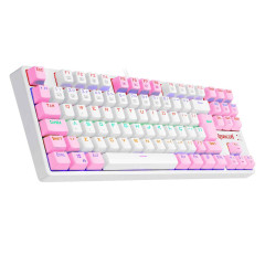 TECLADO GAMER REDRAGON DAKSA BRANCO E ROSA COM SWITCH AZUL