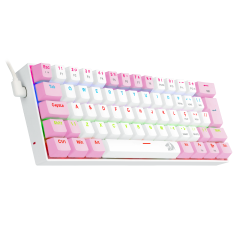 TECLADO GAMER REDRAGON LAKSHMI RAINBOW BRANCO E ROSA COM SWITCH AZUL