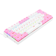 TECLADO GAMER REDRAGON LAKSHMI RAINBOW BRANCO E ROSA COM SWITCH AZUL