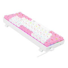 TECLADO GAMER REDRAGON LAKSHMI RAINBOW BRANCO E ROSA COM SWITCH AZUL