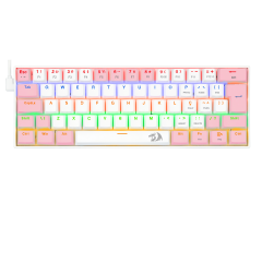 TECLADO GAMER REDRAGON LAKSHMI RAINBOW BRANCO E ROSA COM SWITCH MARROM