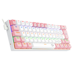 TECLADO GAMER REDRAGON LAKSHMI RAINBOW BRANCO E ROSA COM SWITCH MARROM