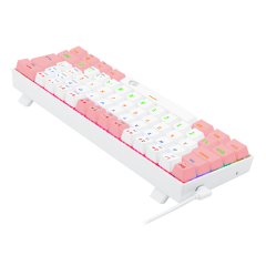 TECLADO GAMER REDRAGON LAKSHMI RAINBOW BRANCO E ROSA COM SWITCH MARROM