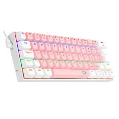 TECLADO GAMER REDRAGON LAKSHMI RAINBOW ROSA E BRANCO COM SWITCH MARROM