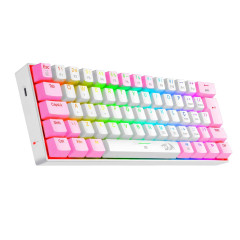 TECLADO MECÂNICO KEYBOARD REDRAGON DRAGONBORN BRANCO E ROSA RGB SWITCH AZUL