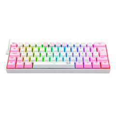 TECLADO MECÂNICO KEYBOARD REDRAGON DRAGONBORN BRANCO E ROSA RGB SWITCH AZUL