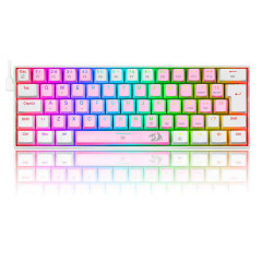 TECLADO MECÂNICO KEYBOARD REDRAGON DRAGONBORN ROSA E BRANCO RGB SWITCH AZUL