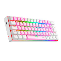 TECLADO MECÂNICO KEYBOARD REDRAGON DRAGONBORN ROSA E BRANCO RGB SWITCH AZUL