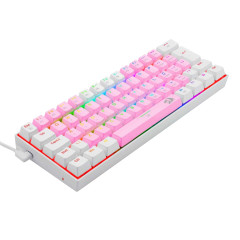 TECLADO MECÂNICO KEYBOARD REDRAGON DRAGONBORN ROSA E BRANCO RGB SWITCH AZUL