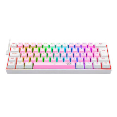 TECLADO MECÂNICO KEYBOARD REDRAGON DRAGONBORN ROSA E BRANCO RGB SWITCH AZUL
