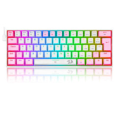 TECLADO MECÂNICO KEYBOARD REDRAGON DRAGONBORN BRANCO E ROSA RGB SWITCH MARROM