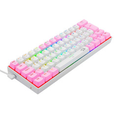 TECLADO MECÂNICO KEYBOARD REDRAGON DRAGONBORN BRANCO E ROSA RGB SWITCH MARROM