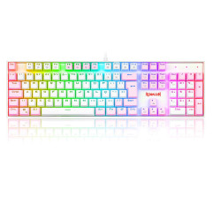 TECLADO MECANICO GAMER REDRAGON MITRA BRANCO E ROSA RGB COM SWITCH AZUL