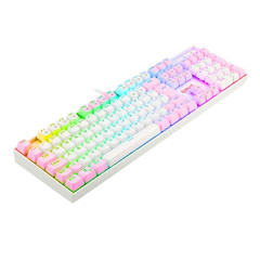 TECLADO MECANICO GAMER REDRAGON MITRA BRANCO E ROSA RGB COM SWITCH AZUL