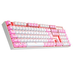 TECLADO MECANICO GAMER SINGLE COLOR REDRAGON MITRA BRANCO E ROSA COM SWITCH MARROM