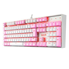 TECLADO MECANICO GAMER SINGLE COLOR REDRAGON MITRA BRANCO E ROSA COM SWITCH MARROM