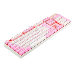 TECLADO MECANICO GAMER SINGLE COLOR REDRAGON MITRA BRANCO E ROSA COM SWITCH MARROM