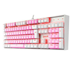 TECLADO MECANICO GAMER SINGLE COLOR REDRAGON MITRA ROSA E BRANCO COM SWITCH AZUL