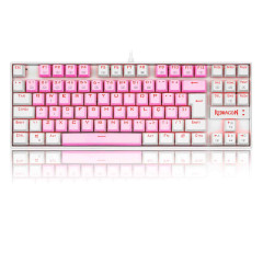 TECLADO MECANICO GAMER SINGLE COLOR REDRAGON KUMARA ROSA E BRANCO COM SWITCH MARROM