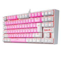 TECLADO MECANICO GAMER SINGLE COLOR REDRAGON KUMARA ROSA E BRANCO COM SWITCH MARROM