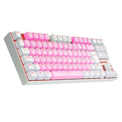 TECLADO MECANICO GAMER SINGLE COLOR REDRAGON KUMARA ROSA E BRANCO COM SWITCH MARROM