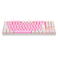 TECLADO MECANICO GAMER SINGLE COLOR REDRAGON KUMARA ROSA E BRANCO COM SWITCH MARROM