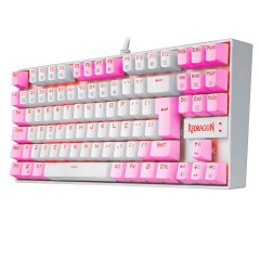 TECLADO MECANICO GAMER SINGLE COLOR REDRAGON KUMARA BRANCO E ROSA COM SWITCH AZUL