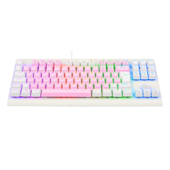 TECLADO MECANICO GAMER DARK AVENGER RGB ROSA E BRANCO SWITCH MARROM