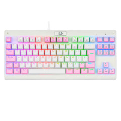 TECLADO MECANICO GAMER DARK AVENGER RGB BRANCO E ROSA SWITCH AZUL
