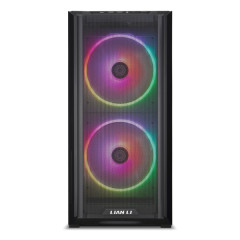 GABINETE GAMER LANCOOL 216 RGB PRETO COM 2 FAN ARGB 160mm FRONTAL E 1 FAN PWM de 140 mm TRASEIRA