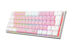 TECLADO MECANICO GAMER REDRAGON ANIVIA ROSA COM BRANCO RGB COM SWITCH AZUL ABNT-2