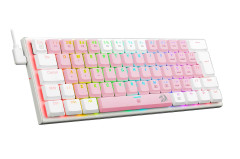 TECLADO MECANICO GAMER REDRAGON ANIVIA ROSA COM BRANCO RGB COM SWITCH AZUL ABNT-2